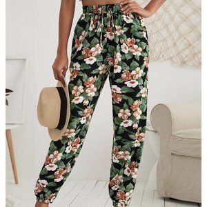 NEW!!! Knot Waist Tropical Floral Print Pants